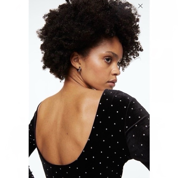 H&M Long Sleeve Bodycon Dress Black Rhinestone - Picture 5 of 7